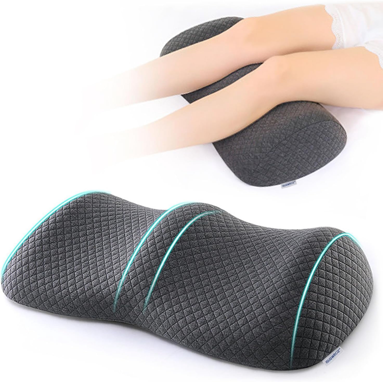 Poalid Ergonomic Memory Foam Lumbar Support Pillow for Pain Relief, Orthopedic Wedge Cushion for Side Sleepers, Breathable Cover for Bed and Car, Grey