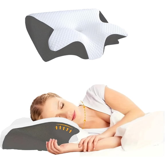 Poalid Memory Foam Cervical Pillow for Neck Pain Relief, Ergonomic Contour Pillow for Sleeping, Orthopedic Neck Support for Side, Back and Stomach Sleepers with Breathable Cover