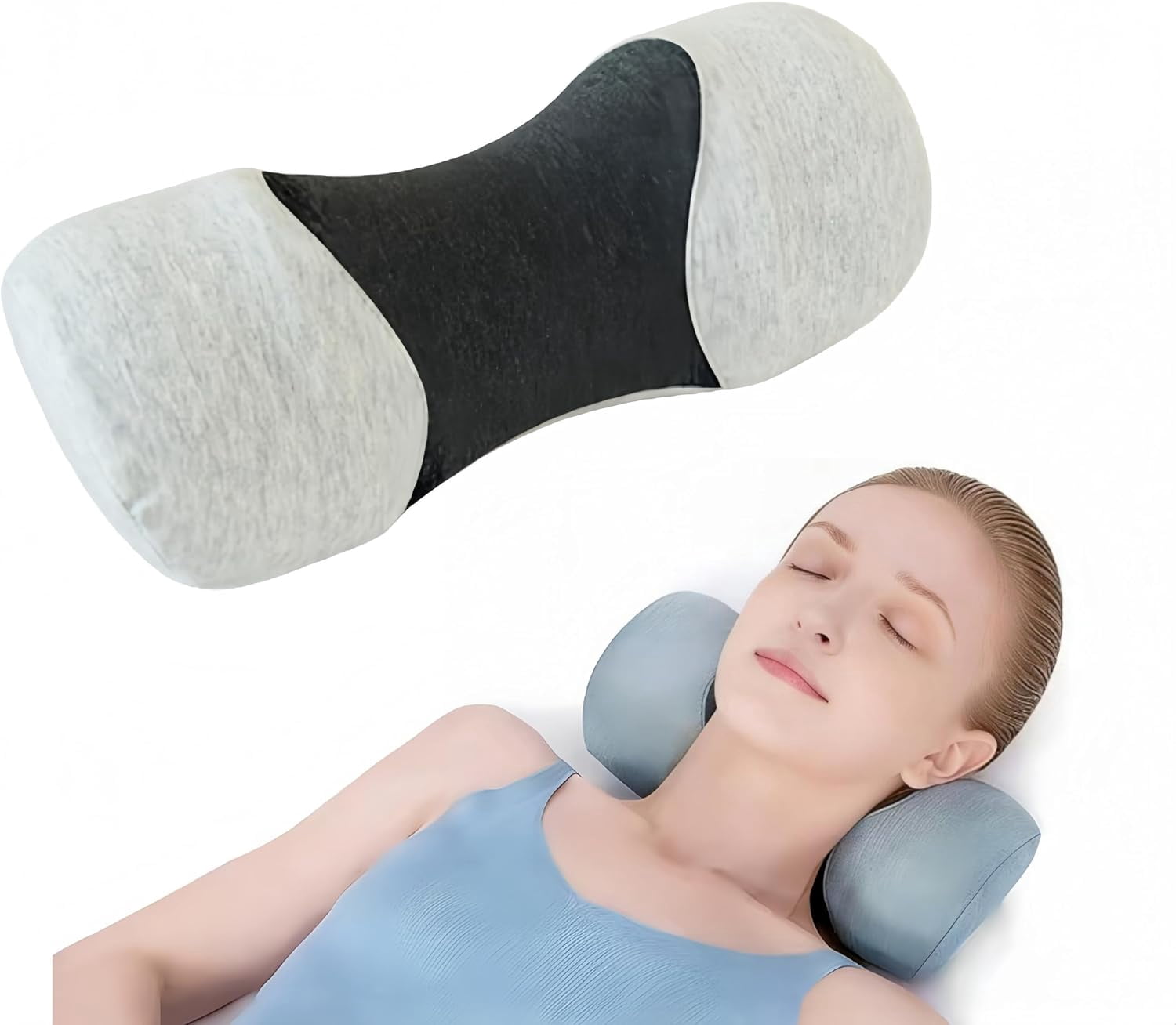 Poalid Neck Support Pillow for Relieving Neck Pain, Cervical Traction Device for Muscle Therapy and Tension Relief, Contour Support Shoulder Pain Reliever, Gray