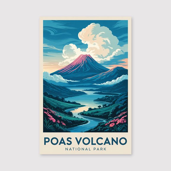 Poas Volcano National Park Travel Print Canvas Wall Art, Poas Volcano National Park Wall Hanging Home decor Poas Volcano Park Canvas Art, -1WN1496