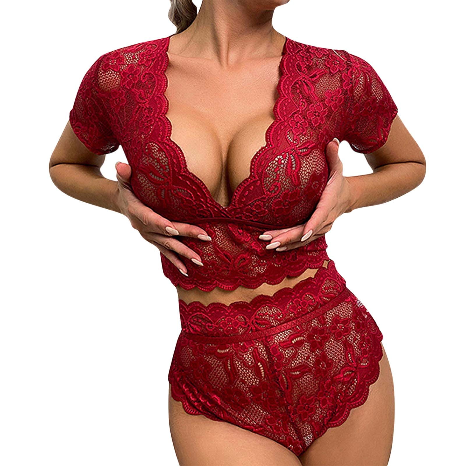  2Pcs Sexy Floral Lace Underwear Women Large Comfortable Bra +  High Waist Panty Lingerie Set (Color:Wine Red,Size:75A)(Wine Red 36C) :  Clothing, Shoes & Jewelry