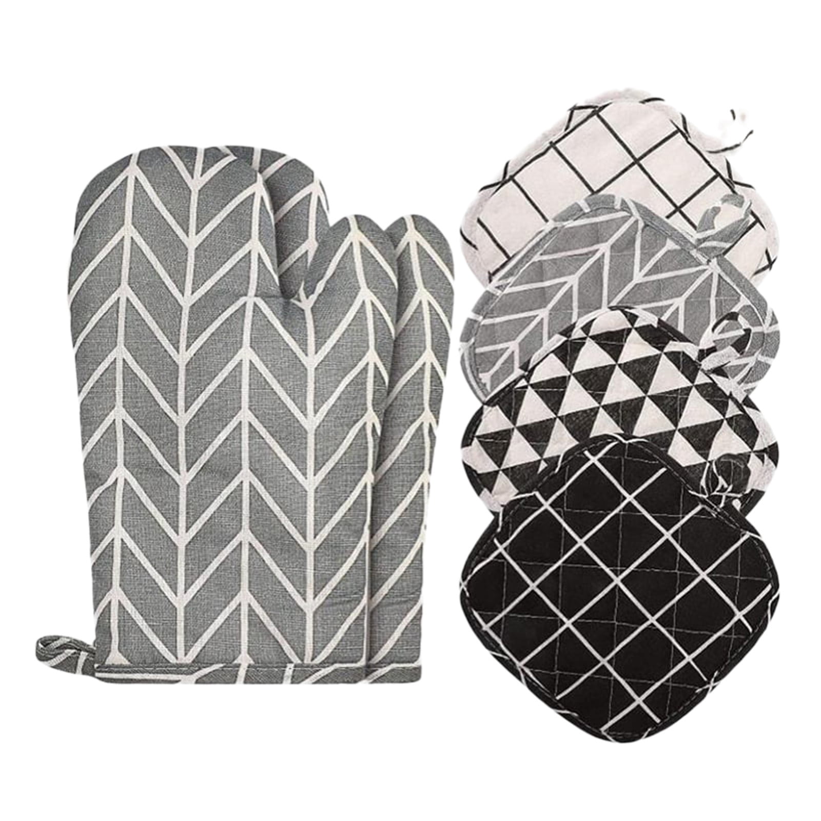 Poaug Gloves Clearance Set Of 6 Oven Mitts and Pot Holders Kitchen Microwave Mitts Heat Oven Mittens and Oven Hot Mitts Pad for Cooking on Sale Kitchen Grey - Walmart.com