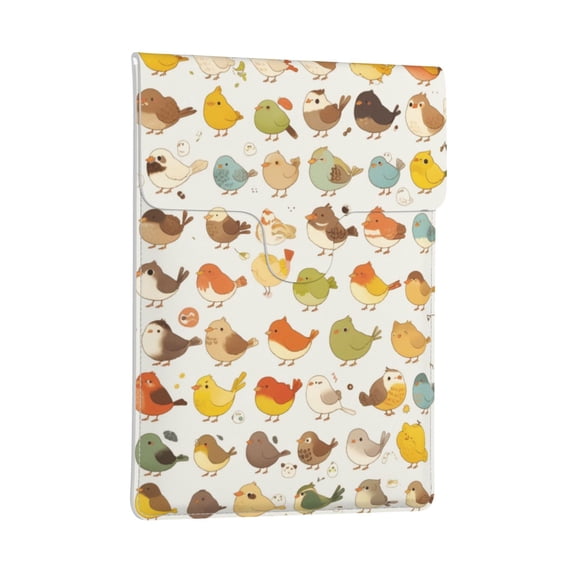 Pobuds Leather Laptop Sleeve, Padded Case, Thin Portable, Versatile Bag - Compatible with 13 inch laptops or MacBook Air Pro 13 inch 2016 or later - Horizontal, Cute Bird Cartoon (66)