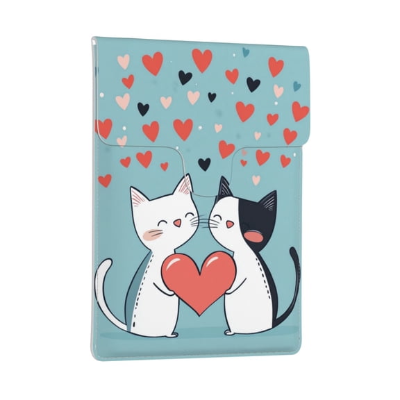 Pobuds Leather Laptop Sleeve, Padded Case, Thin Portable, Versatile Bag - Compatible with 13 inch laptops or MacBook Air Pro 13 inch 2016 or later - Horizontal, Kitty Cat Love (2)