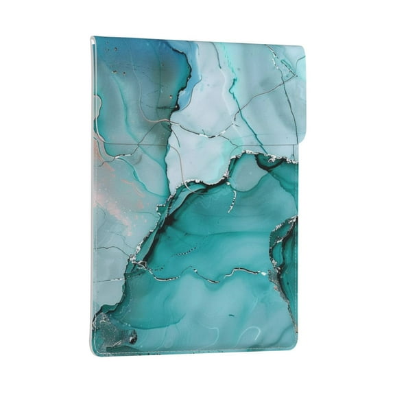 Pobuds Leather Laptop Sleeve, Padded Case, Thin Portable, Versatile Bag - Compatible with 13 inch laptops or MacBook Air Pro 13 inch 2016 or later - Horizontal, Marble Pattern Blue Gold