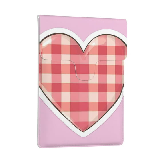 Pobuds Leather Laptop Sleeve, Padded Case, Thin Portable, Versatile Bag - Compatible with 13 inch laptops or MacBook Air Pro 13 inch 2016 or later - Horizontal, Pink Plaid Heart (1)
