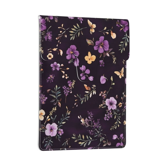 Pobuds Leather Laptop Sleeve, Padded Case, Thin Portable, Versatile Bag - Compatible with 13 inch laptops or MacBook Air Pro 13 inch 2016 or later - Horizontal, Purple Butterfly (1)
