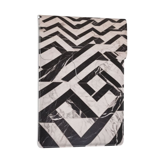 Pobuds Leather Laptop Sleeve, Padded Case, Thin Portable, Versatile Bag - Compatible with 13 inch laptops or MacBook Air Pro 13 inch 2016 or later - Horizontal, black and white marble