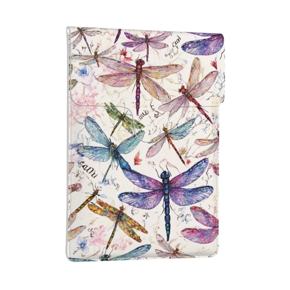 Pobuds Leather Laptop Sleeve, Padded Case, Thin Portable, Versatile Bag - Compatible with 13 inch laptops or MacBook Air Pro 13 inch 2016 or later - Horizontal, colorful dragonflies