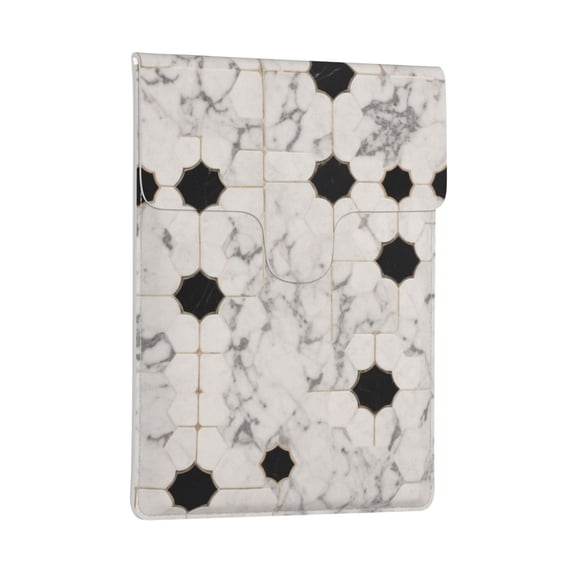 Pobuds Leather Laptop Sleeve, Padded Case, Thin Portable, Versatile Bag - Compatible with 13 inch laptops or MacBook Air Pro 13 inch 2016 or later - Horizontal, marble mosaic tile (2)