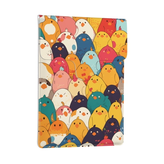 Pobuds Leather Laptop Sleeve, Padded Case, Thin Portable, Versatile Bag - Compatible with 13 inch laptops or MacBook Air Pro 13 inch 2016 or later - Vertical, Cute Bird Cartoon (51)
