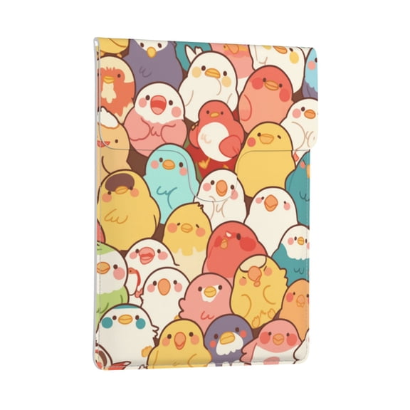 Pobuds Leather Laptop Sleeve, Padded Case, Thin Portable, Versatile Bag - Compatible with 13 inch laptops or MacBook Air Pro 13 inch 2016 or later - Vertical, Cute Bird Cartoon (44)