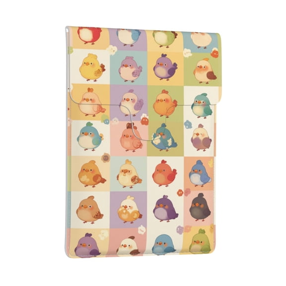 Pobuds Leather Laptop Sleeve, Padded Case, Thin Portable, Versatile Bag - Compatible with 13 inch laptops or MacBook Air Pro 13 inch 2016 or later - Vertical, Cute Bird Cartoon (54)