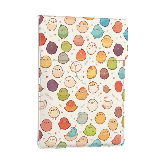 Pobuds Leather Laptop Sleeve, Padded Case, Thin Portable, Versatile Bag - Compatible with 13 inch laptops or MacBook Air Pro 13 inch 2016 or later - Vertical, Cute Bird Cartoon (53)
