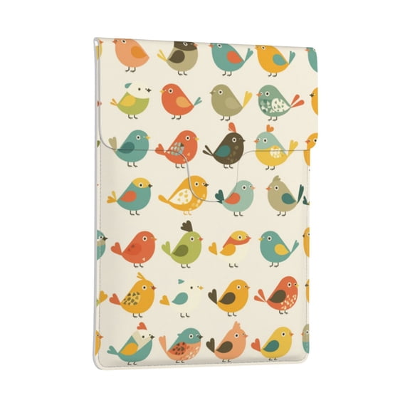 Pobuds Leather Laptop Sleeve, Padded Case, Thin Portable, Versatile Bag - Compatible with 13 inch laptops or MacBook Air Pro 13 inch 2016 or later - Vertical, Cute Bird Cartoon (96)