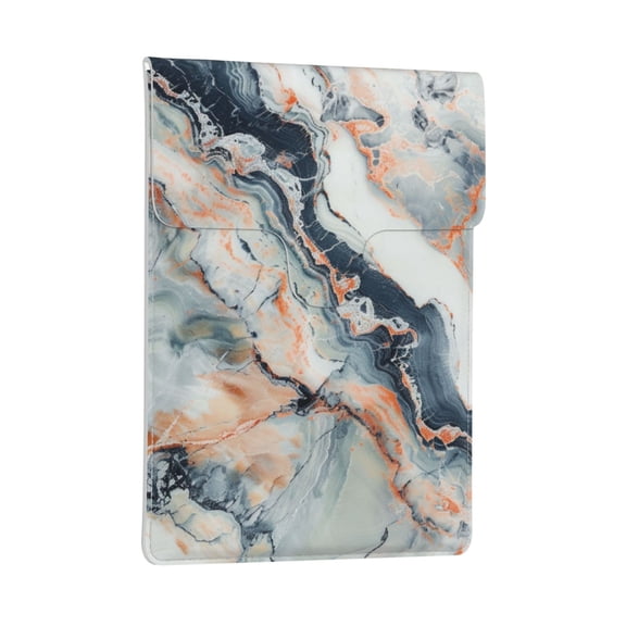 Pobuds Leather Laptop Sleeve, Padded Case, Thin Portable, Versatile Bag - Compatible with 13 inch laptops or MacBook Air Pro 13 inch 2016 or later - Vertical, Marble Pattern Light Gold