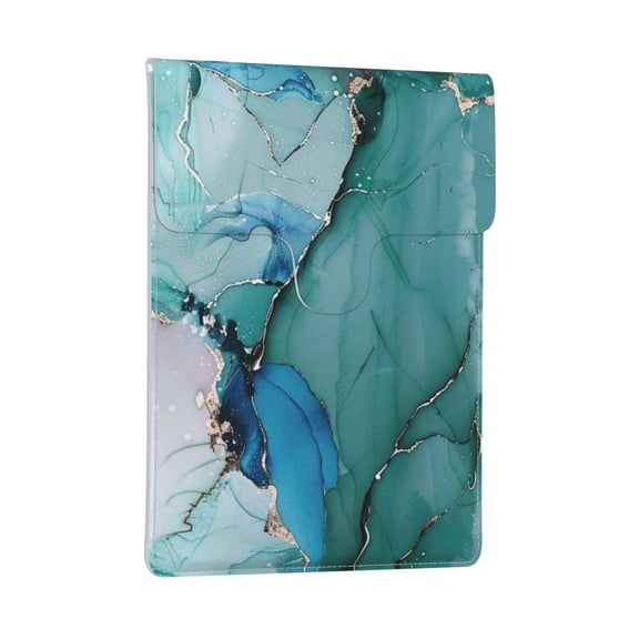 Pobuds Leather Laptop Sleeve, Padded Case, Thin Portable, Versatile Bag - Compatible with 13 inch laptops or MacBook Air Pro 13 inch 2016 or later - Vertical, Marble Pattern Blue Gold