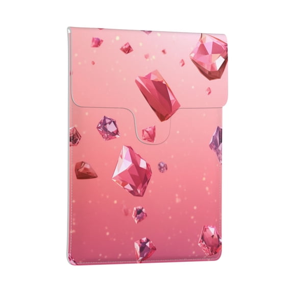 Pobuds Leather Laptop Sleeve, Padded Case, Thin Portable, Versatile Bag - Compatible with 13 inch laptops or MacBook Air Pro 13 inch 2016 or later - Vertical, Pink Crystal Falling