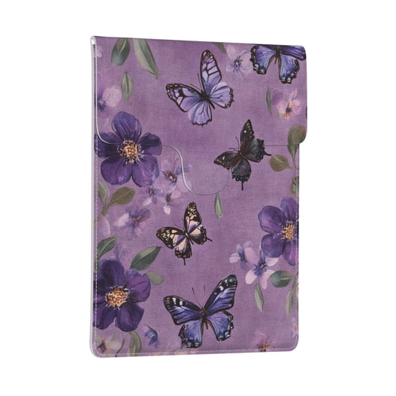 Pobuds Leather Laptop Sleeve, Padded Case, Thin Portable, Versatile Bag - Compatible with 13 inch laptops or MacBook Air Pro 13 inch 2016 or later - Vertical, Purple Butterfly (3)