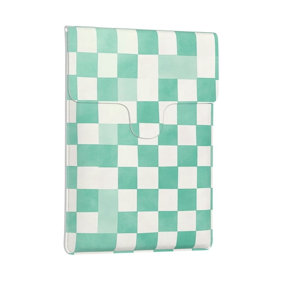 Pobuds Leather Laptop Sleeve, Padded Case, Thin Portable, Versatile Bag - Compatible with 13 inch laptops or MacBook Air Pro 13 inch 2016 or later - Vertical, mint checkerboard (3)