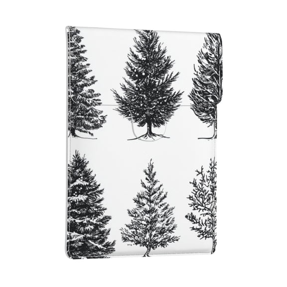 Pobuds Leather Laptop Sleeve, Padded Case, Thin Portable, Versatile Bag - Compatible with most 13 inch laptops for MacBook Pro 13 inch 2016 or later, MacBook Air 13,14 - Horizontal, christmas tree