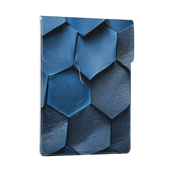 Pobuds Leather Laptop Sleeve, Padded Case, Thin Portable, Versatile Bag - Compatible with most 13 inch laptops for MacBook Pro 13 inch 2016 or later, MacBook Air 13,14 - Vertical, Blue Hive Pattern