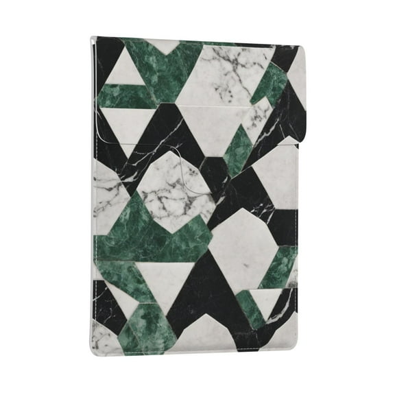 Pobuds Leather Laptop Sleeve, Padded Case, Thin Portable, Versatile Bag - Compatible with most 13 inch laptops for MacBook Pro 13 inch 2016 or later, MacBook Air 13,14 - Vertical, green marble
