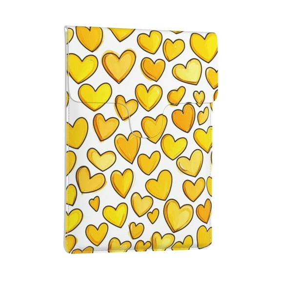 Pobuds Leather Laptop Sleeve, Padded Case, Thin Portable, Versatile Bag - Compatible with most 13 inch laptops for MacBook Pro 13 inch 2016 or later, MacBook Air 13,14 - Vertical, Yellow Hearts (3)