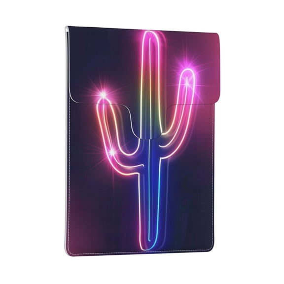 Pobuds Leather Laptop Sleeve, Padded Case, Thin Portable, Versatile Bag - Compatible with most 13 inch laptops for MacBook Pro 13 inch 2016 or later, MacBook Air 13,14 - Vertical, Neon Cactus (17)