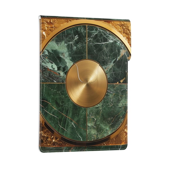 Pobuds Leather Laptop Sleeve, Padded Case, Thin Portable, Versatile Bag - Compatible with most 13 inch laptops for MacBook Pro 13 inch 2016 or later, MacBook Air 13,14 - Vertical, Green Gold Marble