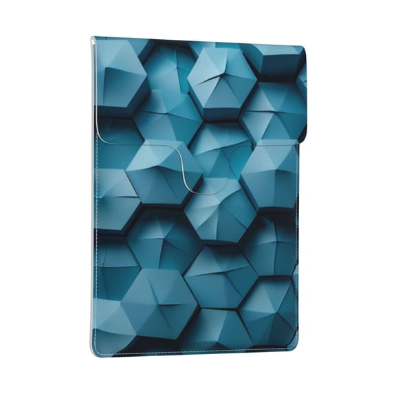 Pobuds Leather Laptop Sleeve, Padded Case, Thin Portable, Versatile Bag - Compatible with most 13 inch laptops for MacBook Pro 13 inch 2016 or later, MacBook Air 13,14 - Vertical, Blue 3D Hive