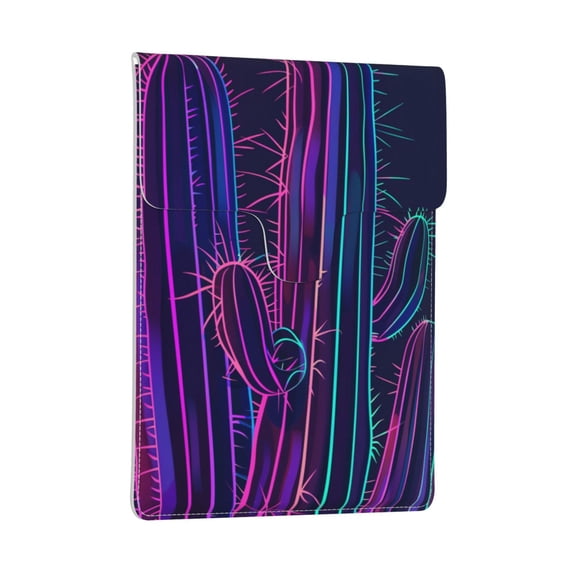 Pobuds Leather Laptop Sleeve, Padded Case, Thin Portable, Versatile Bag - Compatible with most 13 inch laptops for MacBook Pro 13 inch 2016 or later, MacBook Air 13,14 - Vertical, Neon Cactus (14)