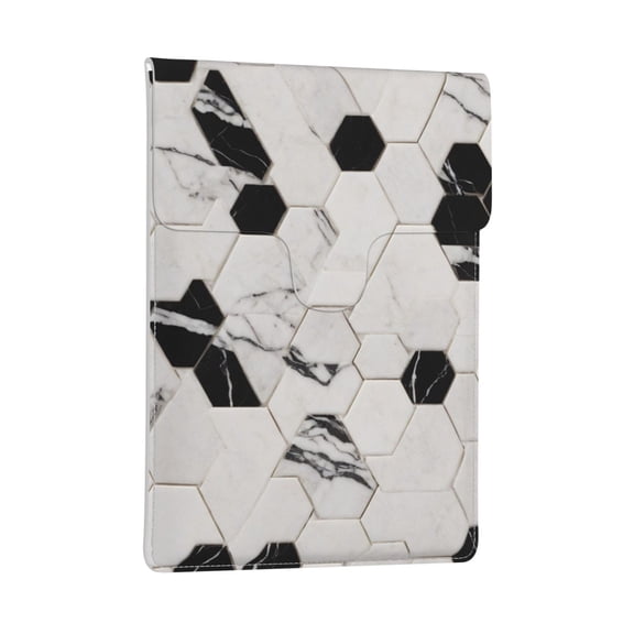 Pobuds Leather Laptop Sleeve, Padded Case, Thin Portable, Versatile Bag - Compatible with most 13 inch laptops for MacBook Pro 13 inch 2016 or later, MacBook Air 13,14 - Vertical, marble mosaic tile