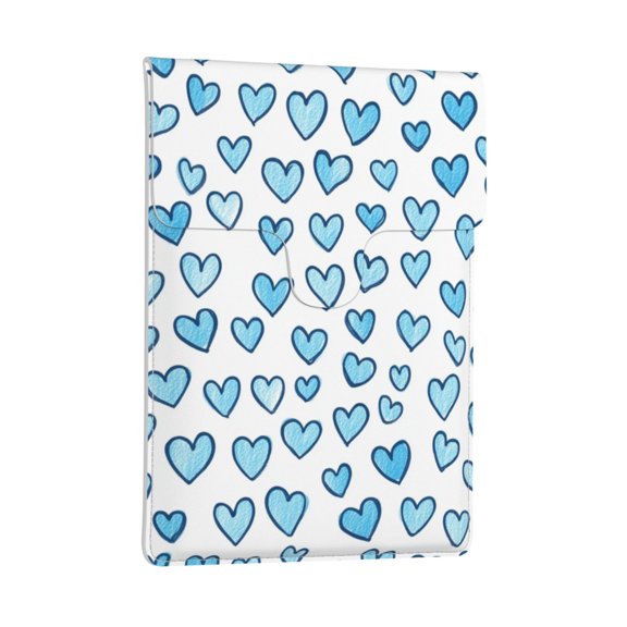 Pobuds Leather Laptop Sleeve, Padded Case, Thin Portable, Versatile Bag - Compatible with most 13 inch laptops for MacBook Pro 13 inch 2016 or later, MacBook Air 13,14 - Vertical, Blue Heart (2)