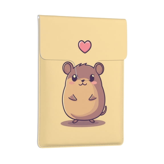 Pobuds Leather Laptop Sleeve, Padded Case, Thin Portable, Versatile Bag - Compatible with most 13 inch laptops for MacBook Pro 13 inch 2016 or later, MacBook Air 13,14 - Vertical, Cute Mouse Heart