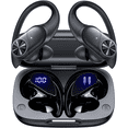thumbnail image 1 of PocBuds Bluetooth Headphones Wireless Earbuds 80hrs Playtime Wireless Charging Case Digital Display Sports Ear Buds with Earhook Deep Bass IPX7 Waterproof Over-Ear Earphones for TV Phone Laptop Black, 1 of 6