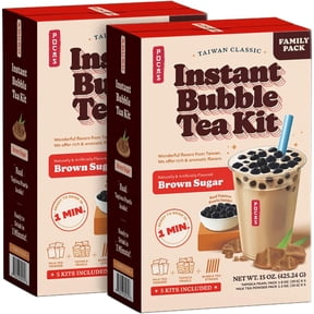 Pocas Bubble Tea Kit, Brown Sugar 2-Pack Instant Milk Tea Powder with Authentic Tapioca Pearls for Instant Bubble Tea, 10 Kits