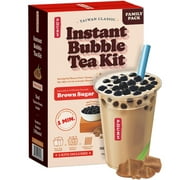 Pocas Bubble Tea Kit, Brown Sugar – Instant Milk Tea Powder with Authentic Tapioca Pearls for Instant Bubble Tea, 5 Kits 15OZ