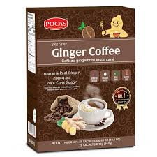 Pocas Instant Ginger Coffee Mix with Ginseng & Brown Sugar, 20 Sachets Herbal Coffee Drink