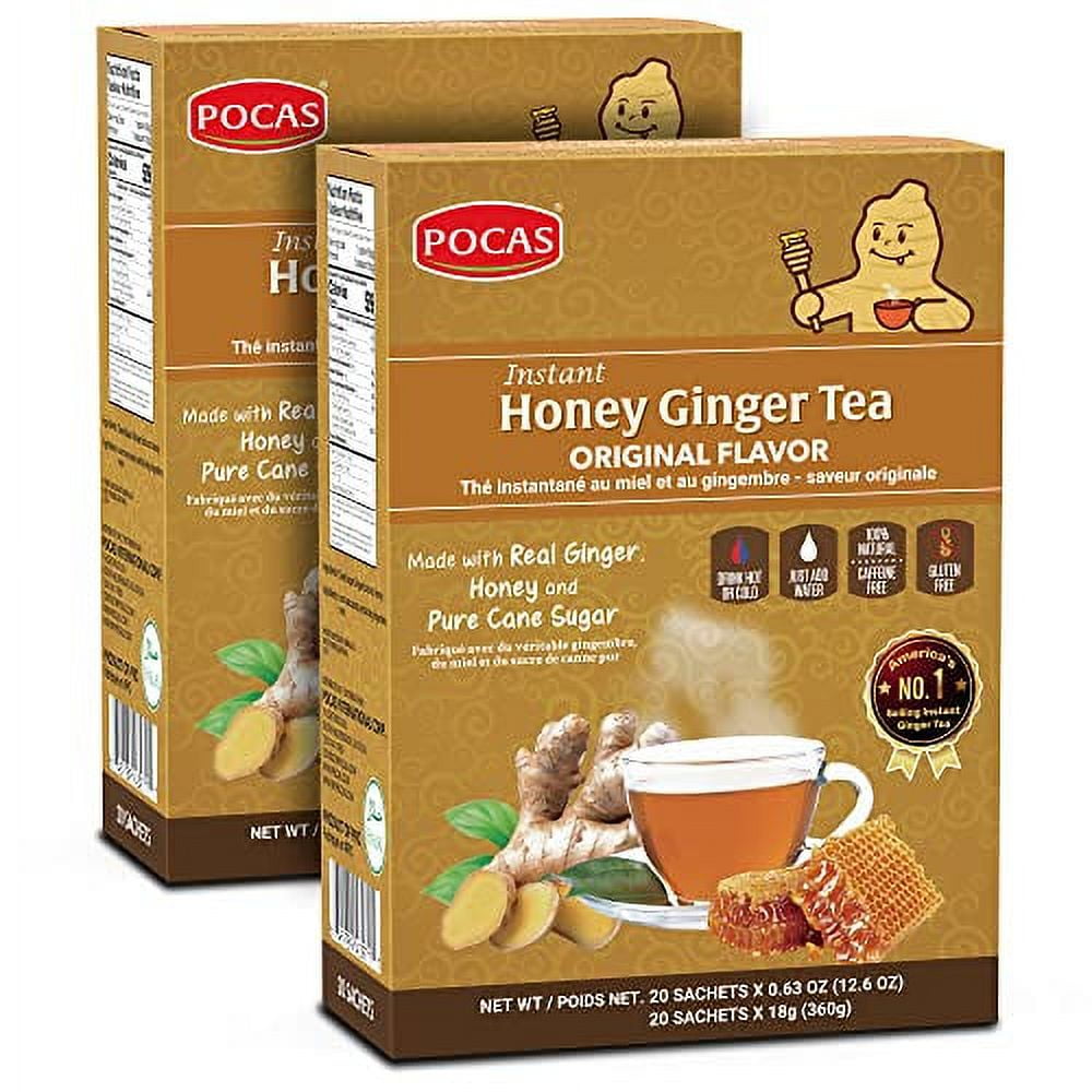 Pocas Honey Ginger Tea Instant Tea Powder Packets with Ginger Honey