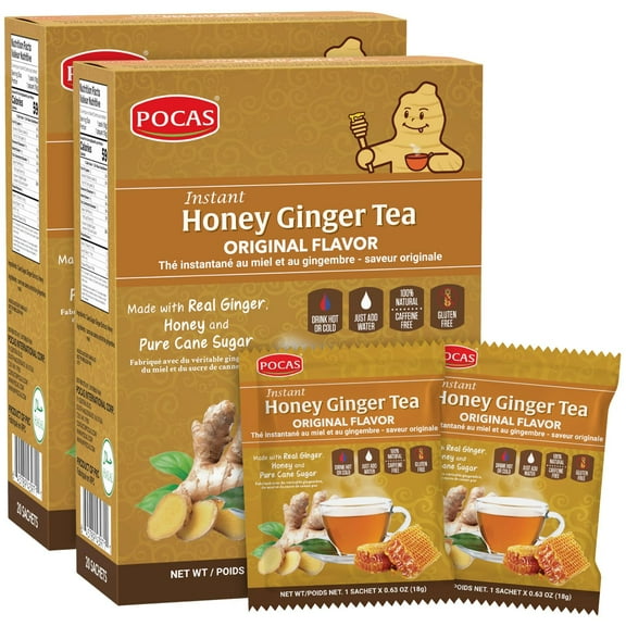 Pocas Honey Ginger Tea, Original, 12.7 Ounce, 20 Bags (Pack of 2)