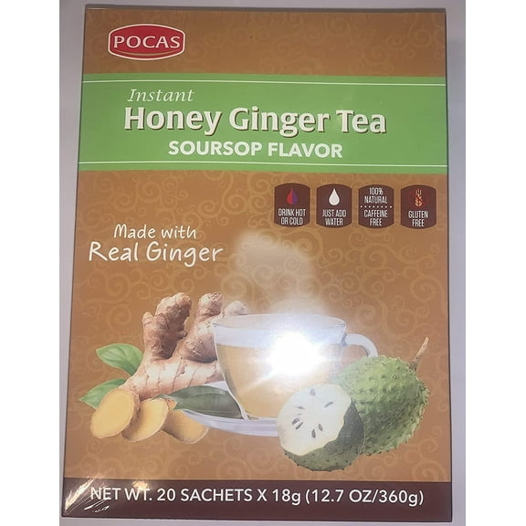 Pocas Honey Ginger Tea, Soursop, 12.7 Ounce, 20 Bags Pack of 2