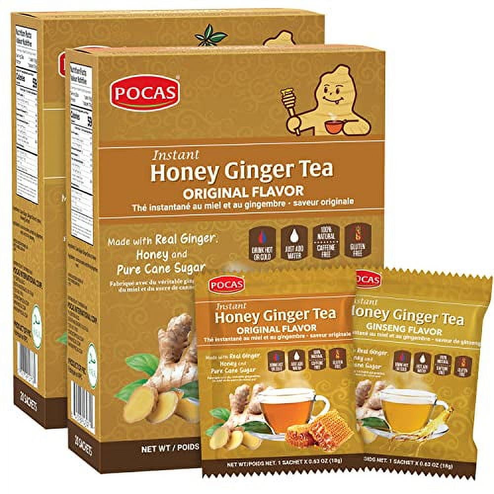 Pocas Honey Ginger Tea Variety Set Instant Tea Powder Packets, Ginger