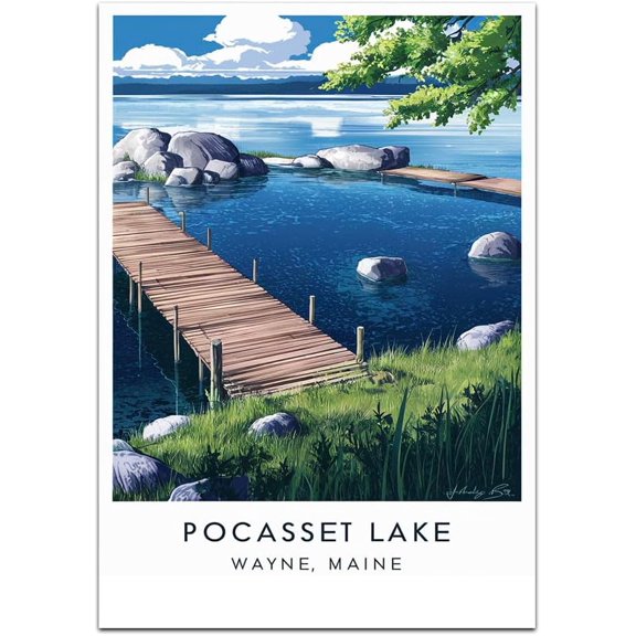 Pocasset Lake Map Retro Style Travel Canvas, Pocasset Lake Map Vintage Rustic Canvas Print, Home Office Wall Decoration, Pocasset Lake Map Country Canvas Canvas 66nUMn