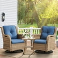 thumbnail image 1 of Pocassy  3-Piece Outdoor Swivel Bistro Set, Wicker Rocking Chairs Yellow/Blue, 1 of 5