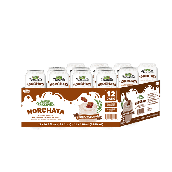 Pocasville Horchata Drink, Rice & Cinnamon, 16.5 fl oz, 12 Pack (Chocolate)