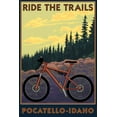 thumbnail image 1 of Pocatello, Idaho, Ride the Trails, Mountain Bike Scene (9x12 Wall Art Print, Home Decor), 1 of 3