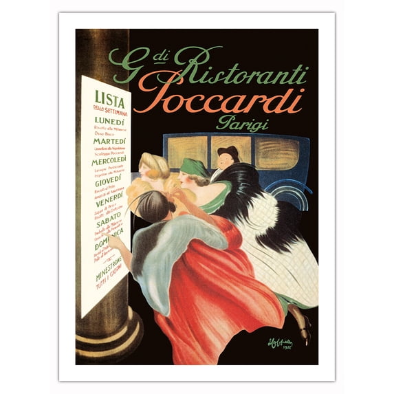 Poccardi Italian Restaurants (Ristoranti) in Paris (Pargi) - Vintage Advertising Poster by Leonetto Cappiello c.1922 - Fine Art Matte Paper Print (Unframed) 24x32in