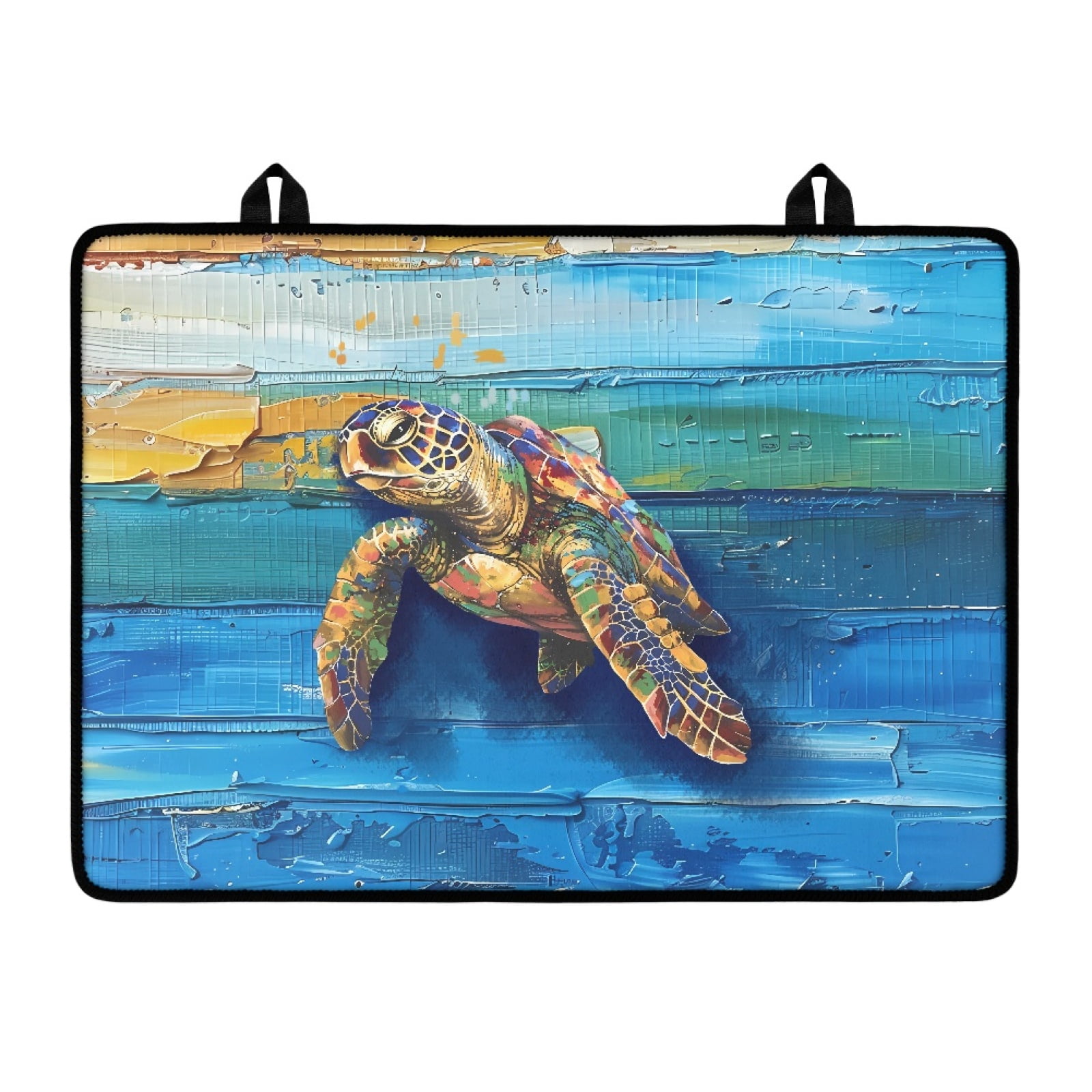 Renewold Stove Top Cover for Electric Stove, Non-skid Glass Electric Stove Top Mat, Induction Electric Stove Top Protector for Kitchen Counter Top, Sea Turtle Wood Grain Blue