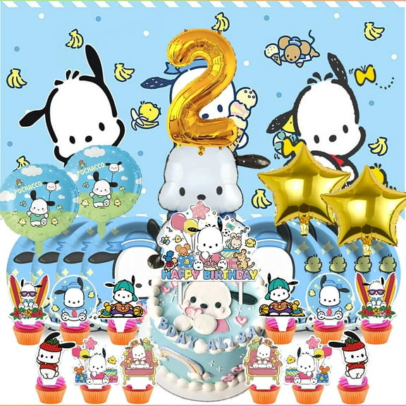 Pochacco 2nd Tableware Balloons Cake Toppers Backdrop Banner Supplies Party Decor Plates Decorations